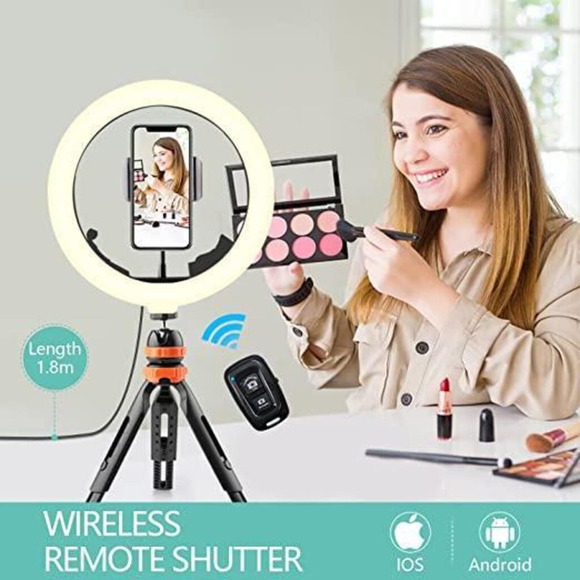 NIB-Ring Light 10in  LED Selfie Ring Light with Tripod & Wireless Remote Control - Picture 3 of 11